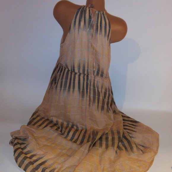 Akemi + Kin Dress Anthropologie Medium Orange Brown Maxi Sleeveless Lined High N - Picture 9 of 12